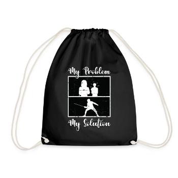 Fencer My Problem My Solution Pictogram Mom Dad - Turnbeutel - Schwarz - Vorne