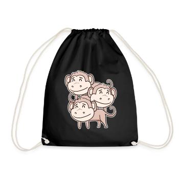 Singe mignon - Motif de singe - Sac de sport léger - noir - Devant