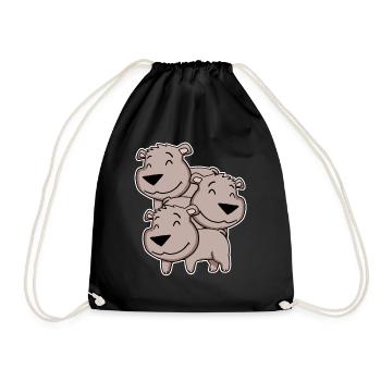 Brown Bear Motif Bear - Drawstring Bag - black - Front