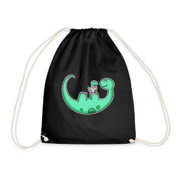 Dinosaure avec bébé dinosaure - Dino - Sac de sport léger - noir - Devant