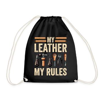 Leatherwork Leatherworker Stamping Crafts - Drawstring Bag - black - Front
