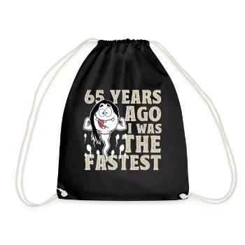 65th Birthday Funny Gift Idea - Drawstring Bag - black - Front