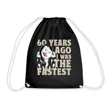 60th Birthday Funny Gift Idea - Drawstring Bag - black - Front