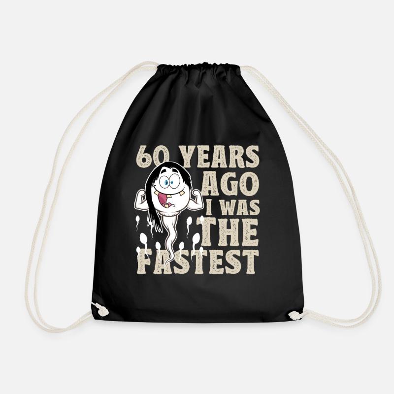 60th Birthday Funny Gift Idea - Drawstring Bag - black