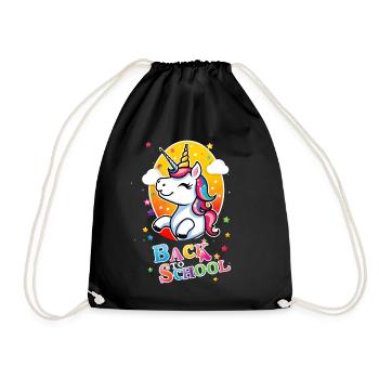 Unicorn unicorn back to school - Drawstring Bag - black - Front