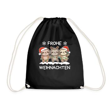 Merry Christmas Sloth Christmas Eve Sloths - Drawstring Bag - black - Front