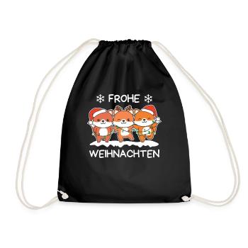 Merry Christmas Fox Christmas Eve Foxes - Drawstring Bag - black - Front