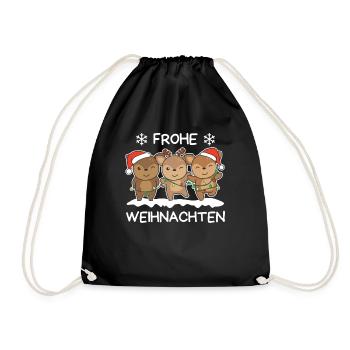 Merry Christmas Deer Christmas Eve Deer - Drawstring Bag - black - Front
