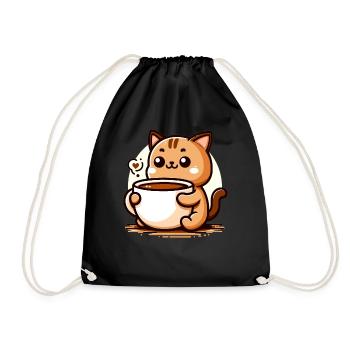 Chat Café Kawaii - Sac de sport léger - noir - Devant