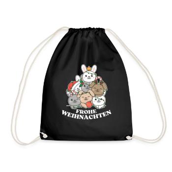 Frohe Weihnachten Hase Heiligabend Hasen - Turnbeutel - Schwarz - Vorne