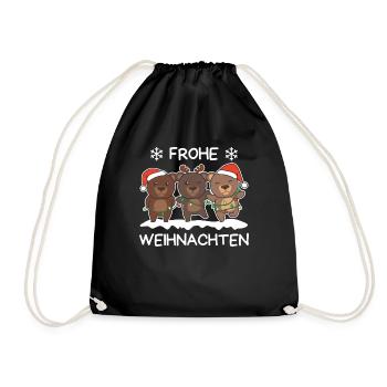 Merry Christmas Bear Christmas Eve Bears - Drawstring Bag - black - Front