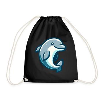 Dolphin Figure - Drawstring Bag - black - Front