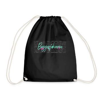 Bagger-Fahrer Abschluss-Geschenk Baggerfahrerin - Turnbeutel - Schwarz - Vorne