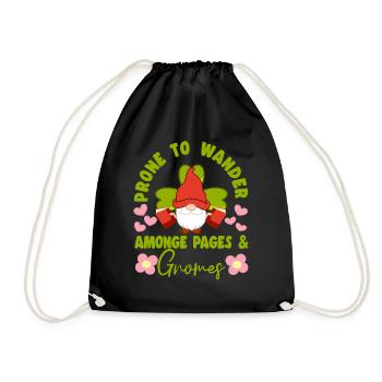 Gnome Prone To Wander Amonge Pages & Gnomes Gifts - Turnbeutel - Schwarz - Vorne