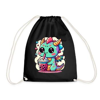 Boba Tee Drache Kawaii - Turnbeutel - Schwarz - Vorne