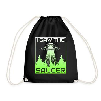 Alien, UFO, UAP, Space, Space Flying Object - Drawstring Bag - black - Front