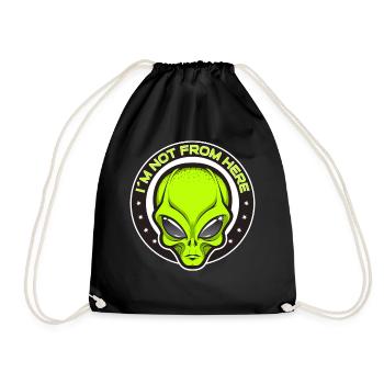 Alien, UFO, UAP, Space, Space Flying Object - Drawstring Bag - black - Front
