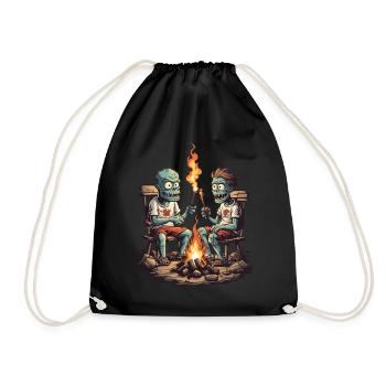 Zombie Campfire Halloween Cartoon Magic - Drawstring Bag - black - Front