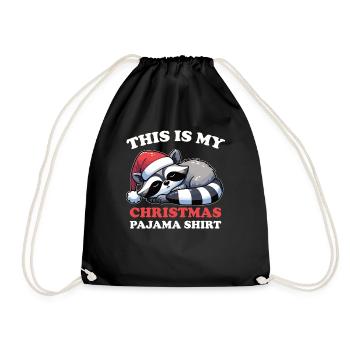 Raccoon Christmas Pajamas Raccoons - Drawstring Bag - black - Front