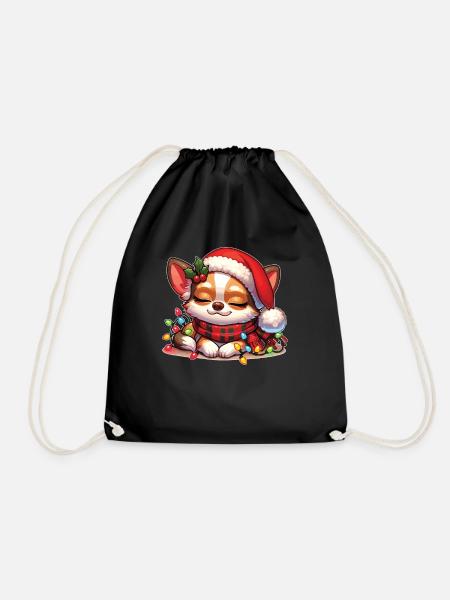 Weihnachtsmütze Weihnachten Chihuahua - Turnbeutel - Schwarz