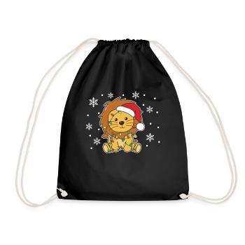 Lion, Noël, Hiver, Animaux, Lion - Sac de sport léger - noir - Devant