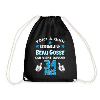 34 ans anniversaire homme cadeau drôle humour - Sac de sport léger - noir - Devant