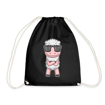 Sheep with glasses - Drawstring Bag - black - Front
