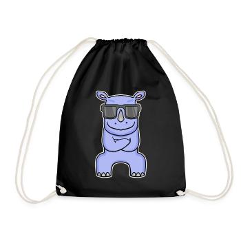 Hippopotamus with glasses - Drawstring Bag - black - Front
