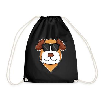 Jack Russell Terrier Dog with Glasses - Cool Dog - Drawstring Bag - black - Front