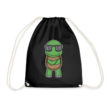Turtle with glasses - Drawstring Bag - black - Front
