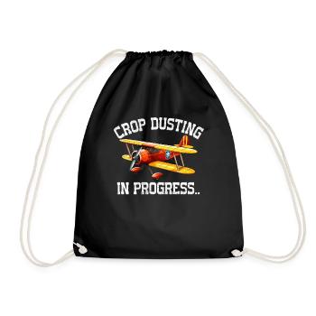 crop duster in progress - Drawstring Bag - black - Front