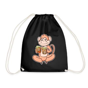 Affe mit Bier - Turnbeutel - Schwarz - Vorne