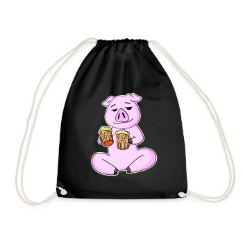 Pork with beer - Drawstring Bag - black - Front