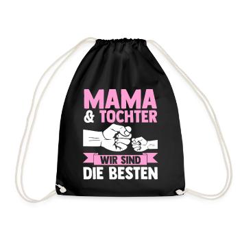 Mutter Muttertag Mama und Tochter - Turnbeutel - Schwarz - Vorne