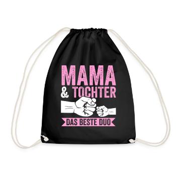 Mutter Muttertag Mama und Tochter - Turnbeutel - Schwarz - Vorne
