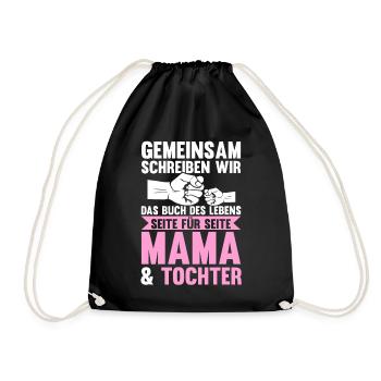 Mutter Muttertag Mama und Tochter - Turnbeutel - Schwarz - Vorne