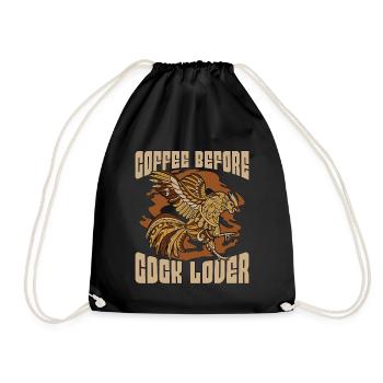 Cock Lover Coffee Before Poultry Coffee Lover - Turnbeutel - Schwarz - Vorne