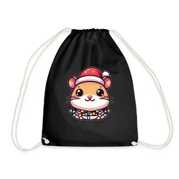Père Noël chapeau Noël guirlandes lumineuses Degu - Sac de sport léger - noir - Devant