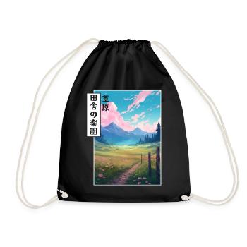 Countryside Dreamy Pasture Meadow Japanese Aesthet - Turnbeutel - Schwarz - Vorne