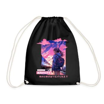 Japanese Aesthetic Countryside Kawaii Girl Vaporwa - Turnbeutel - Schwarz - Vorne
