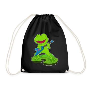 Frog Musician Guitar Music - Drawstring Bag - black - Front
