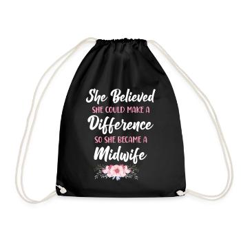 Nurse Midwife Birth Worker She - Turnbeutel - Schwarz - Vorne
