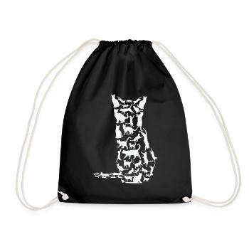 Katzenbesitzer Katzenliebhaber Silhouette - Turnbeutel - Schwarz - Vorne