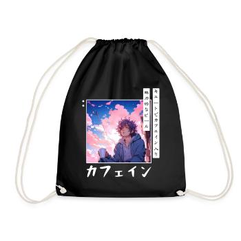Vaporwave Aesthetic Kawaii Coffee Lover Japanese A - Turnbeutel - Schwarz - Vorne