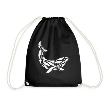 Whale Blue Whale Orca Marine Biologist Silhouette - Drawstring Bag - black - Front