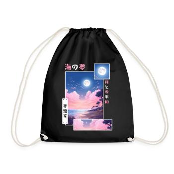 Vintage Japanese Vaporwave Dreamy Ocean Lofi Stree - Turnbeutel - Schwarz - Vorne