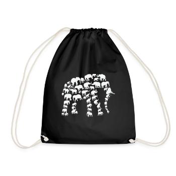 Elephant Wildlife Africa Elephants Silhouette - Drawstring Bag - black - Front