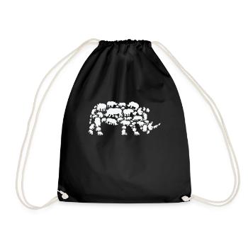 Nashorn Wildlife Afrika Nashorn Silhouette - Turnbeutel - Schwarz - Vorne
