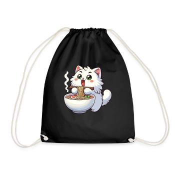 chat mignon mange des nouilles ramen chats ramen - Sac de sport léger - noir - Devant