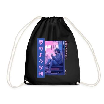 Vaporwave Japanese Aesthetic Kawaii Anime Coffee G - Turnbeutel - Schwarz - Vorne